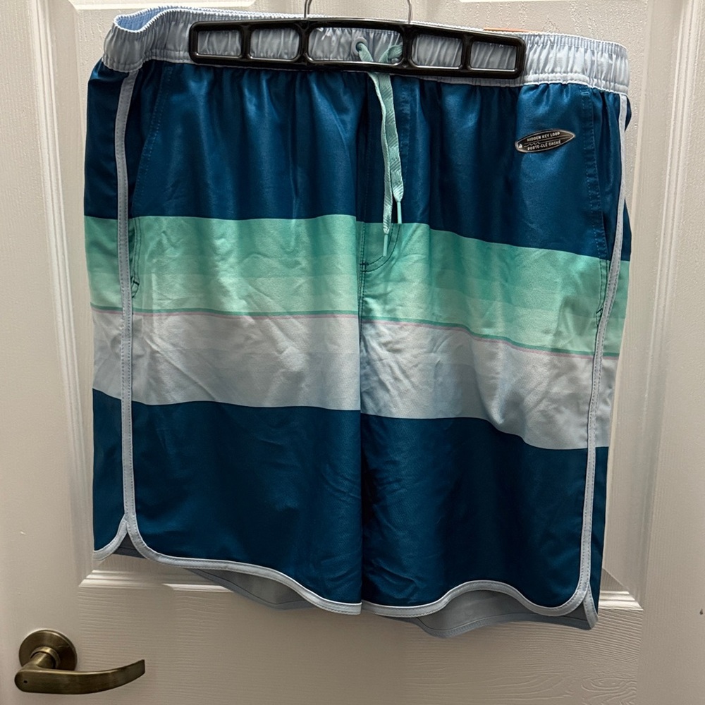 Stylish Men's Teal and White Board Shorts